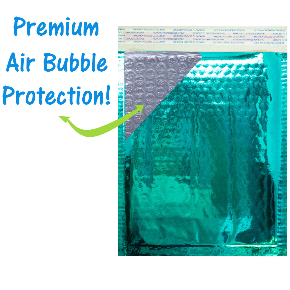 8.5×12 Holographic, Pink, Teal METALLIC BUBBLE MAILERS, Poly Padded Envelopes!