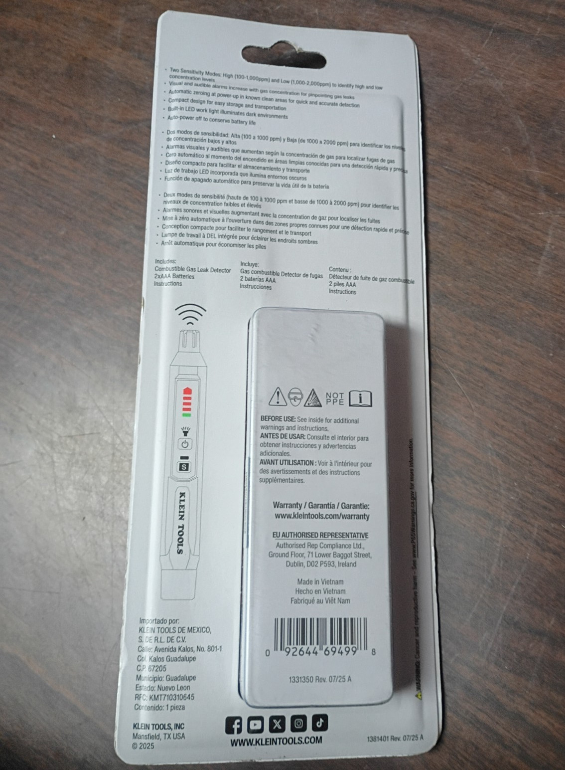 KLEIN TOOLS ET190 COMPACT COMBUSTIBLE GAS LEAK DETECTOR 50 – 2000 ppm NEW