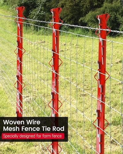 6ft Woven Wire Fence Stretcher Bar with 7 Wedges Red