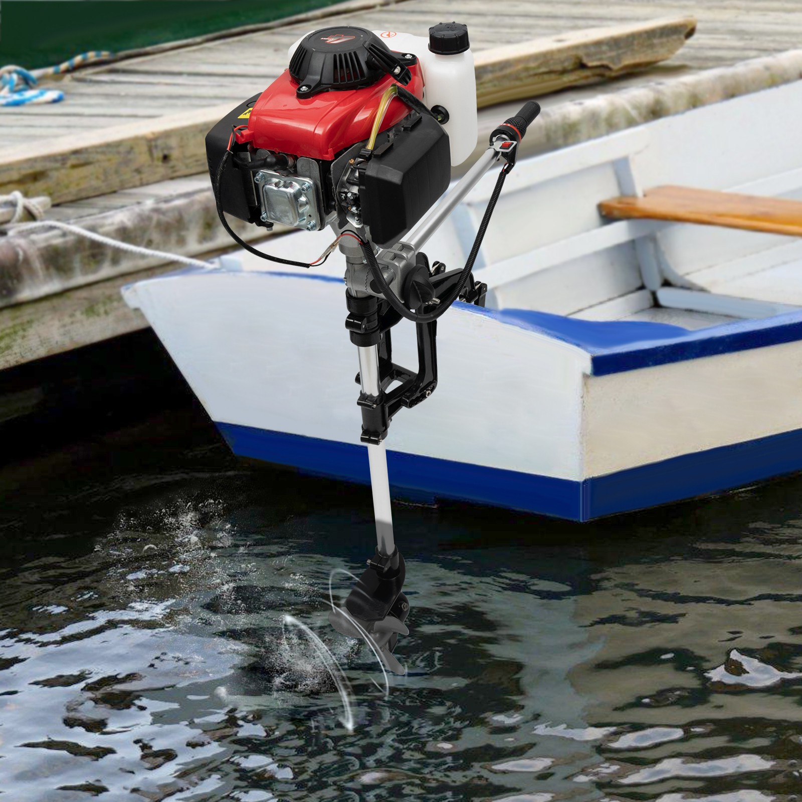 HANGKAI 4HP 4Stroke Heavy Duty Outboard Motor Boat Engine W/Air Cooling System