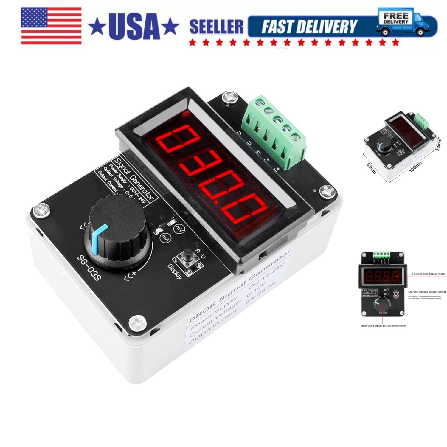 4-20mA Generator, Adjustable Signal Generator, DC 0-10V 0 4-20mA Current Volt…