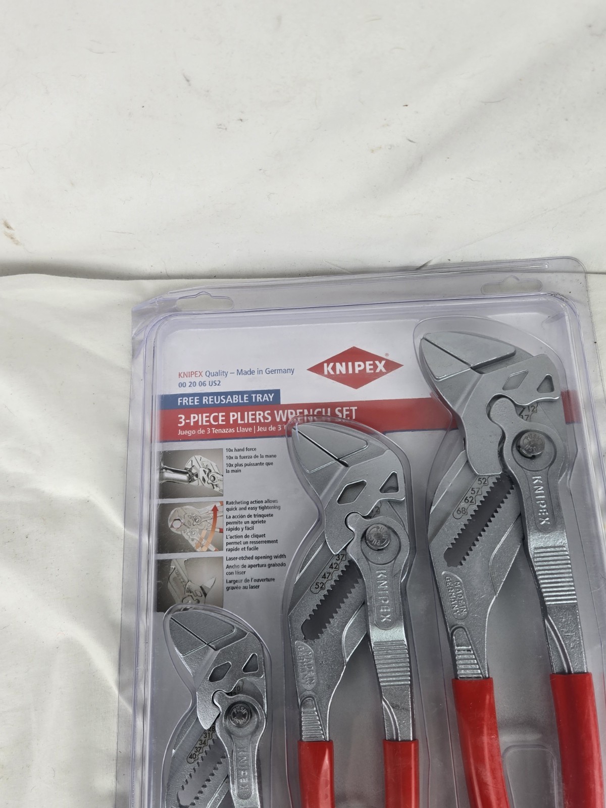 KNIPEX 00 20 06 US2 3-Piece 7, 10 and 12 Pliers Wrench Set