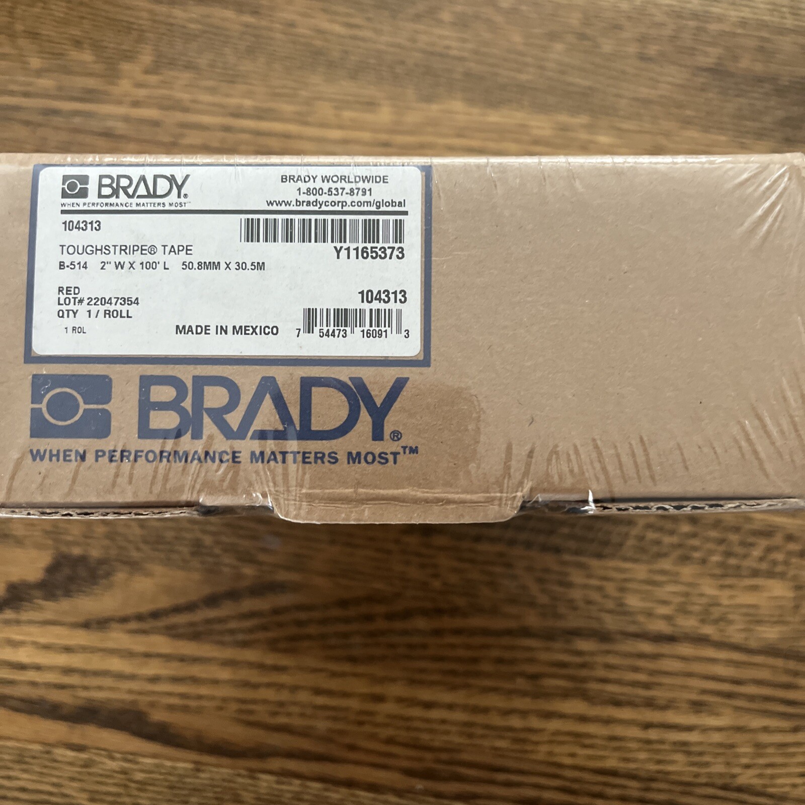Brady ToughStripe 104313 2″ X 100′ B514 Red Floor Tape