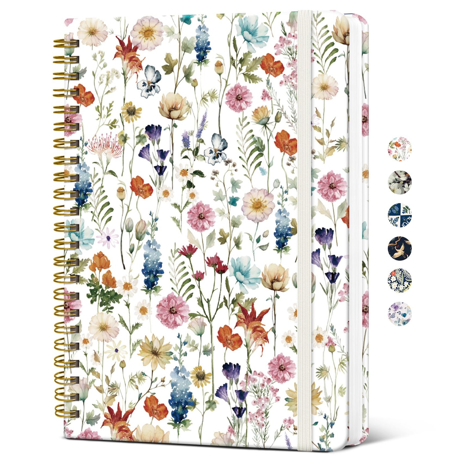 Spiral Journal Notebook Hardcover Lined Aesthetic Cute Floral Writing 140 Page