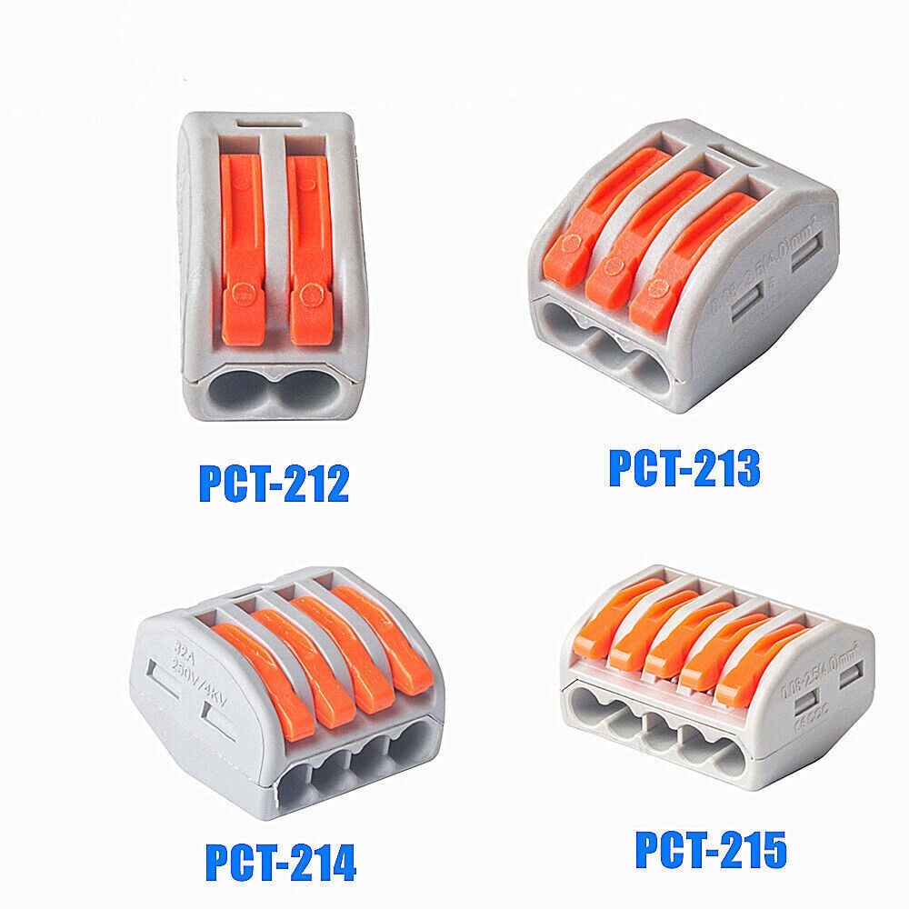 2/3/4/5/8-Port Way Reusable Spring Lever Terminal Block Cable Wire Connector