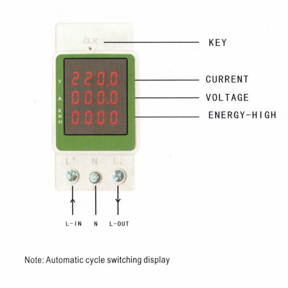 Monitor Watt Power KWH Din Rail AC 110V 220V 100A Voltmeter Electric Power Meter