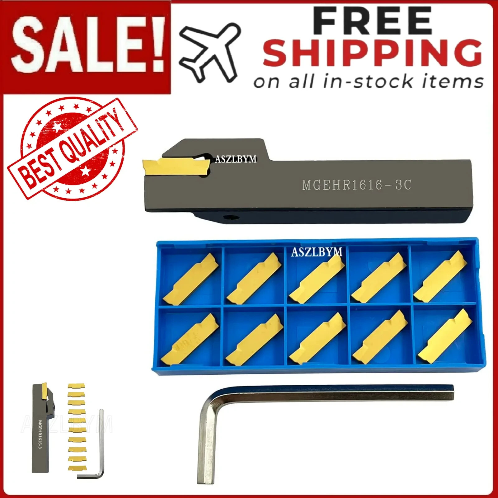 Lathe Grooving Tool Holder Grooving Cut-Off Tool Holder MGEHR1616-3 With 11pc