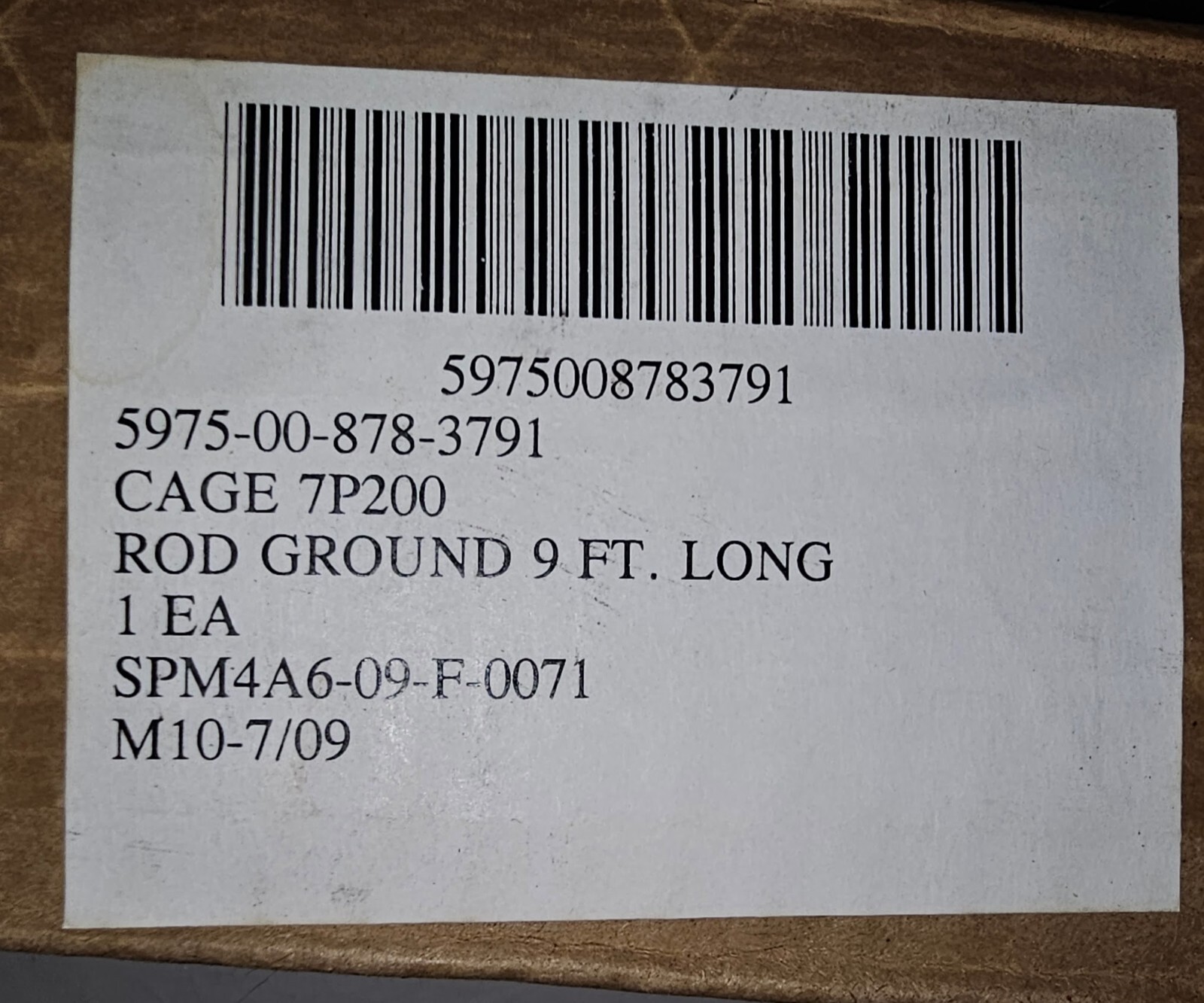 Military/DOD – Grounding Rod Kit (9 FT) – NSN 5975-00-878-3791 – P/N AA55804-3B