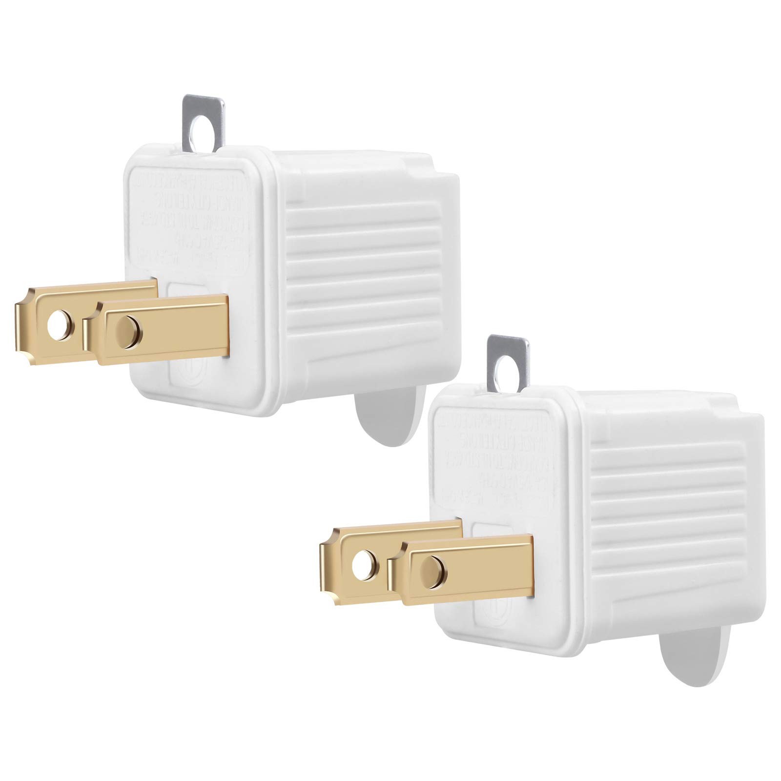 Grounded Adapter 3-Prong to 2-Prong Outlet Converter – 2 Pack, White