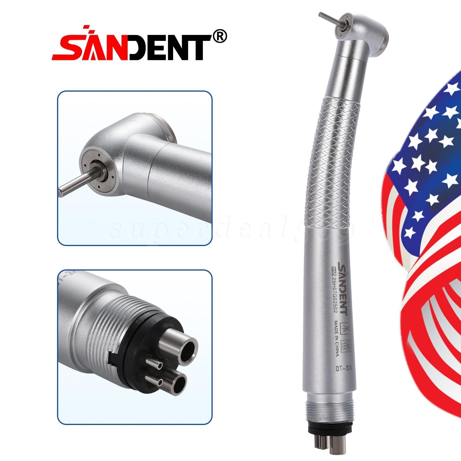 NSK PANA MAX STYLE Dental High Speed Handpiece 1/4 Port Spray Push Button 4Hole