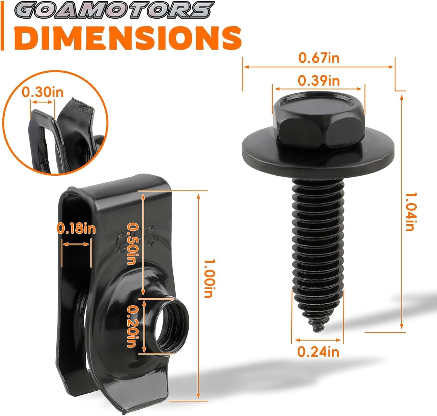 2 or 50 Pcs Body Fasteners – 25 Bolts & 25 U-Nut Clips for Fender, Engine Cover