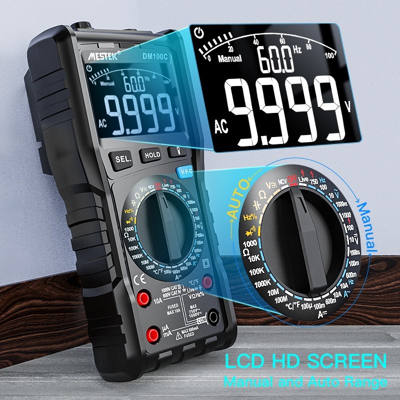 DM100C Digital Multimeter Current Voltage Resistance Capacitance Temperature