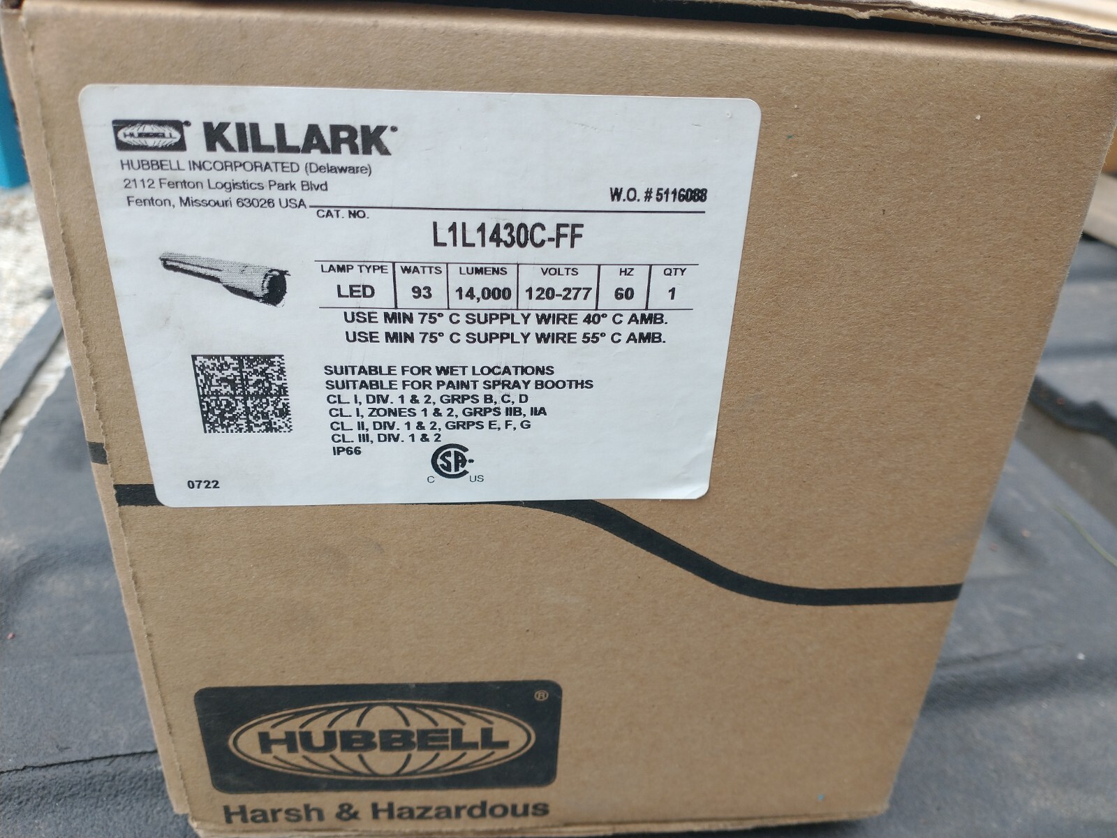 Hubbell Killark L1L1430C-FF LED L1L 14,000 93W Light Fixture for Haz Location