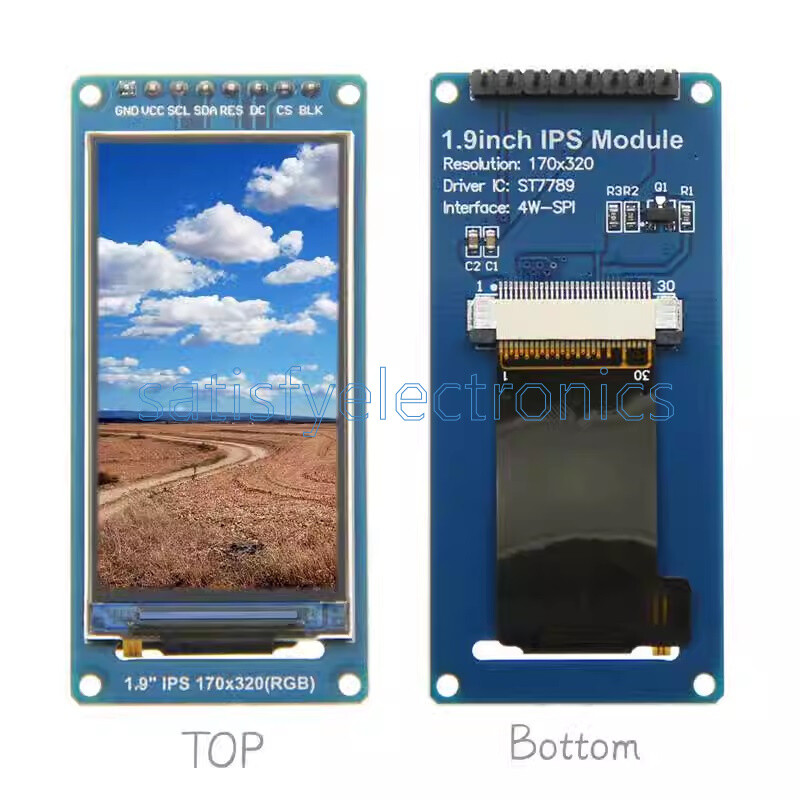 1.9″ IPS Full Angle TFT LCD Color Screen Module SPI Serial Port 170×320 ST7789