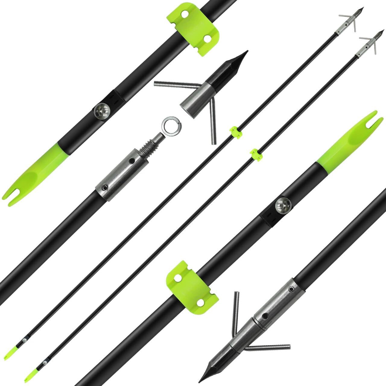 2/8Pack 34 Inches Bowfishing Arrows 8Mm Fiberglass Fishing Arrow with Removeable