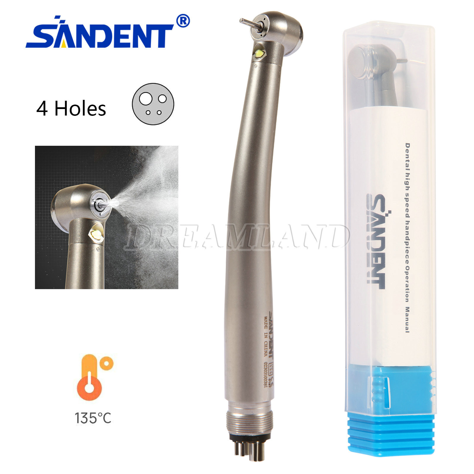 NSK Style Fiber Optic Dental E-generator LED 3-Spray High Speed handpiece 4 Hole
