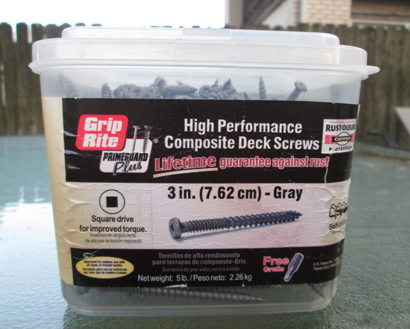 Grip Rite GREY 3″ High Performance Composite Deck Screws square drive 5Lb Box