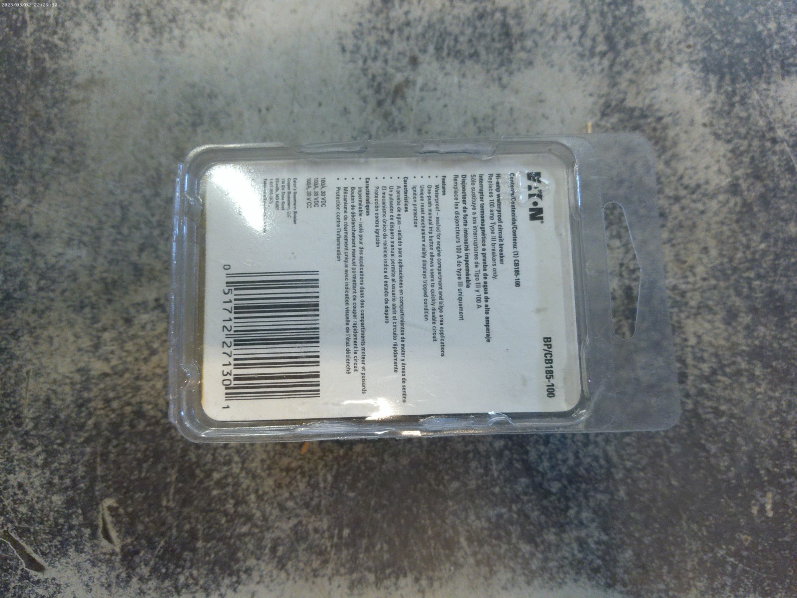 Bussmann CB185-100 Surface-Mount Circuit Breakers, 100 Amps (1 per pack)