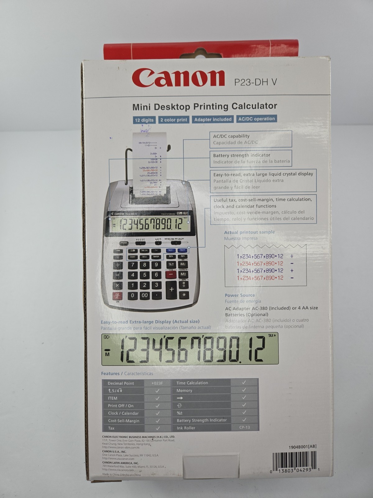 Canon P23-DHV Printing Calculator New Open Box AC Adapter Paper Roll Complete