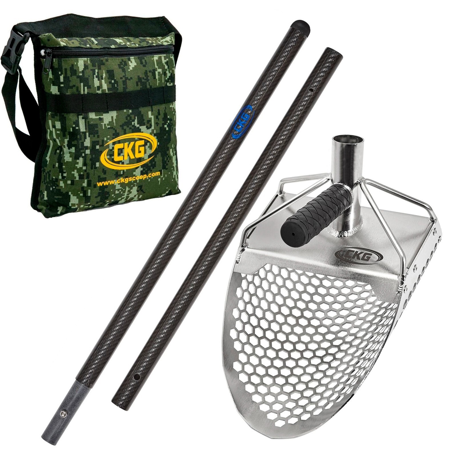CKG Sand Scoop for Metal Detecting Carbon Handle Pole Shovel Scooper Shelling
