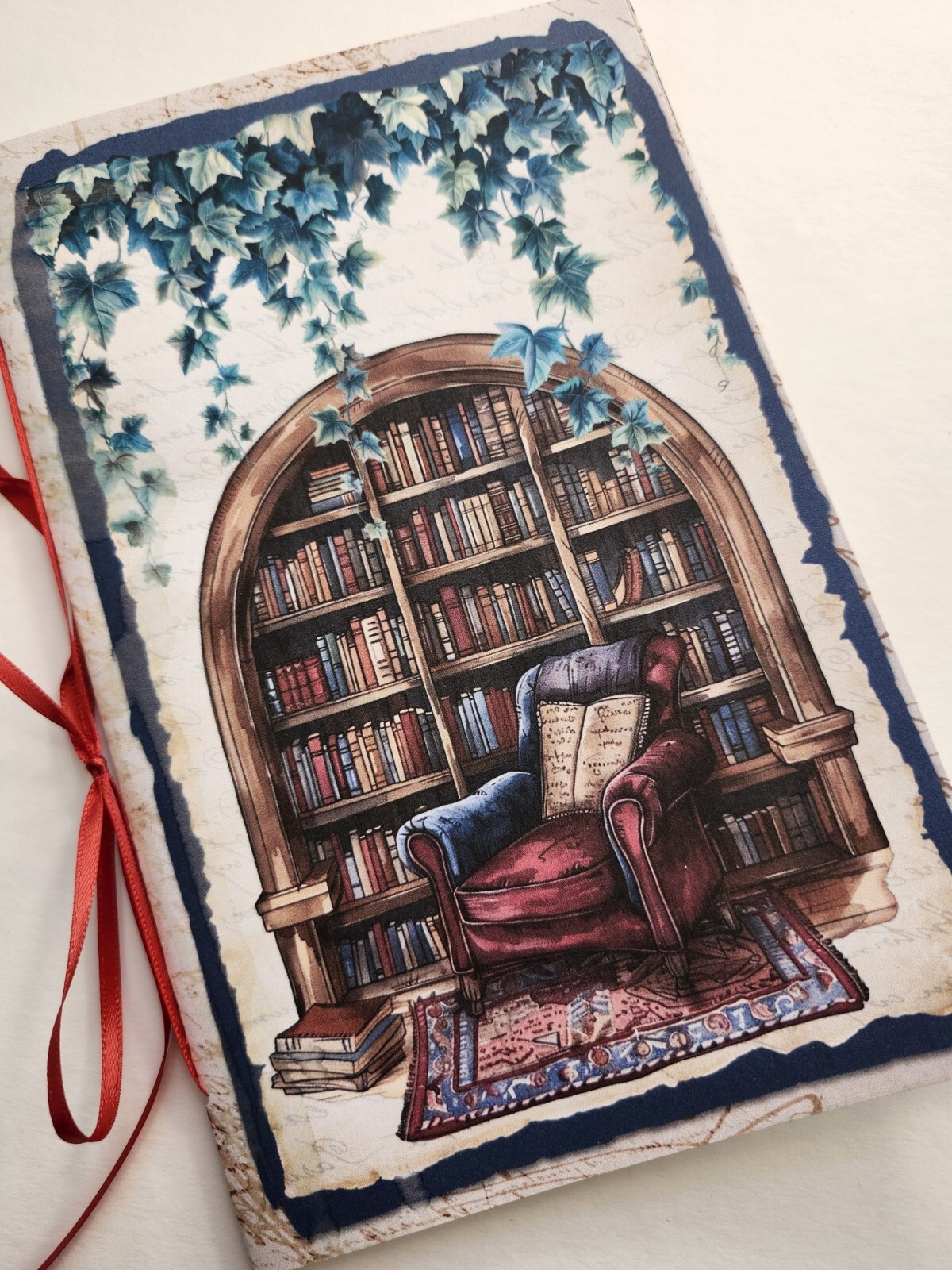 Junk Journal Booklet Blank “BOOK CLUB” Library Books HANDMADE Lg 8.5″x5.5″ 40pgs