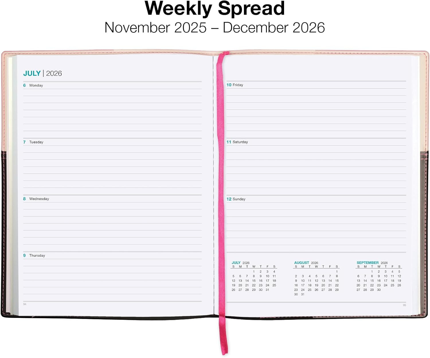 2026 Planner Calendar, 8″x10″ : Includes 14 Months (November 2025 – December 202