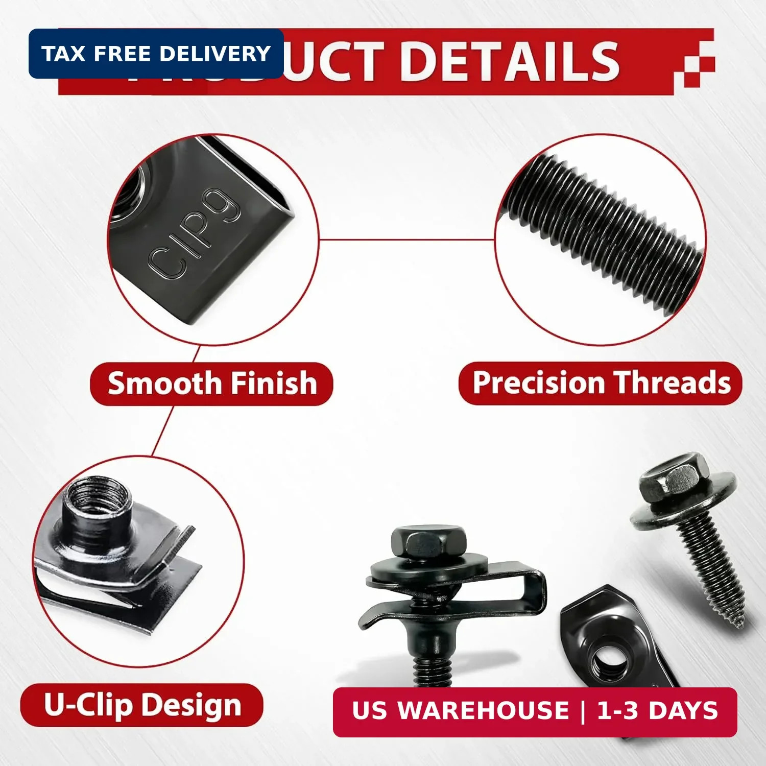 50 Pcs Automotive Body Bolts/Screws & U-Nut Clips Kit, Multipurpose Fender Bolts