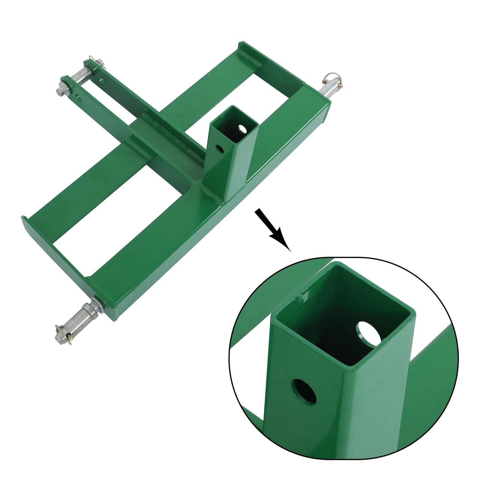 3 Point 2″ Receiver Hitch Drawbar Tractor For CAT 1 W/Suitcase Weight Brackets