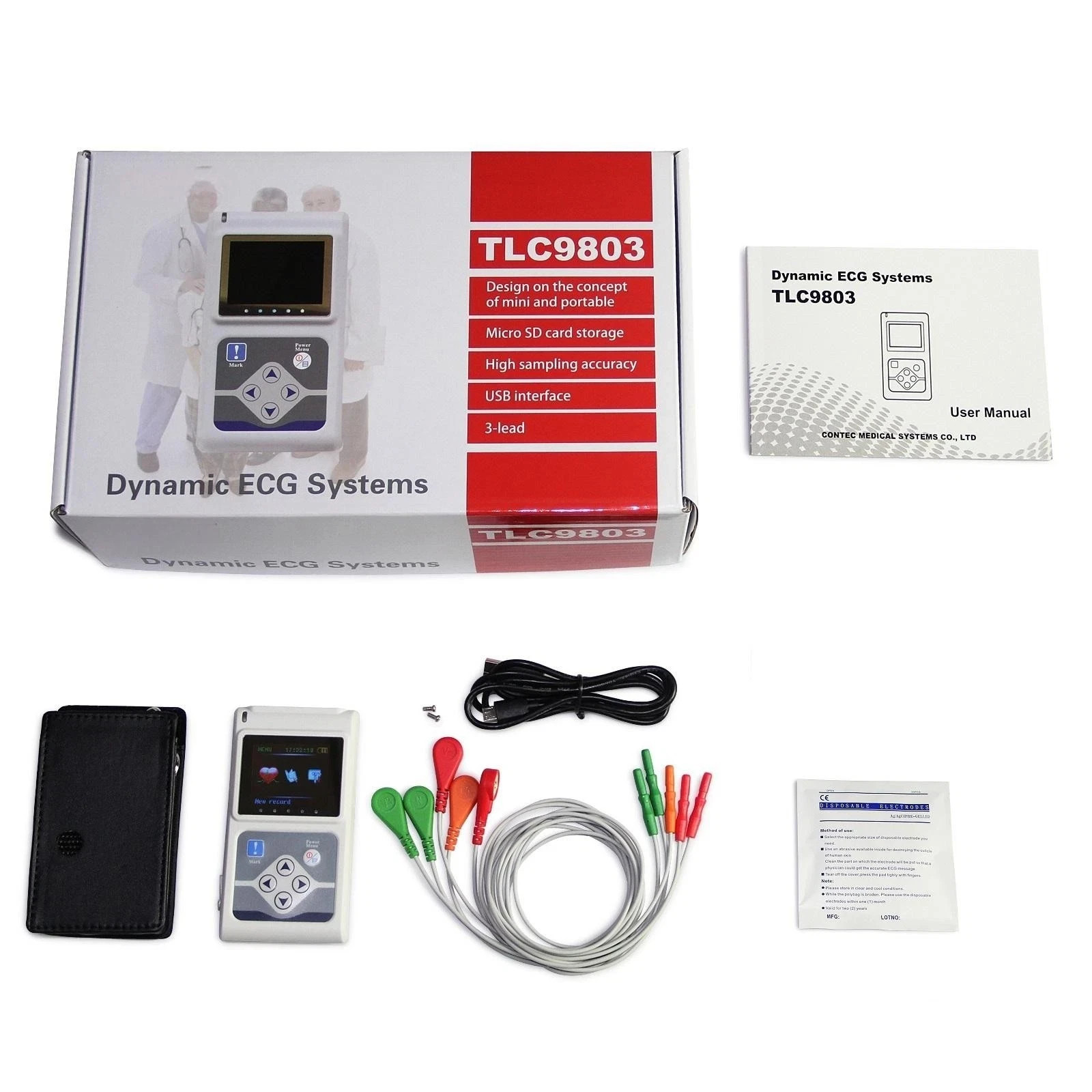 3 Channel Dynamic EKG Holter 24 Hours with PC Software ECG Holter