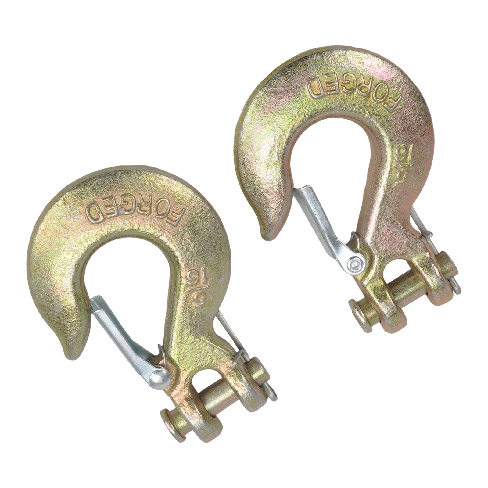 (2) 5/16″ Grade 70 Steel Heavy Duty Forged Clevis Slip Hook With Safety Latch