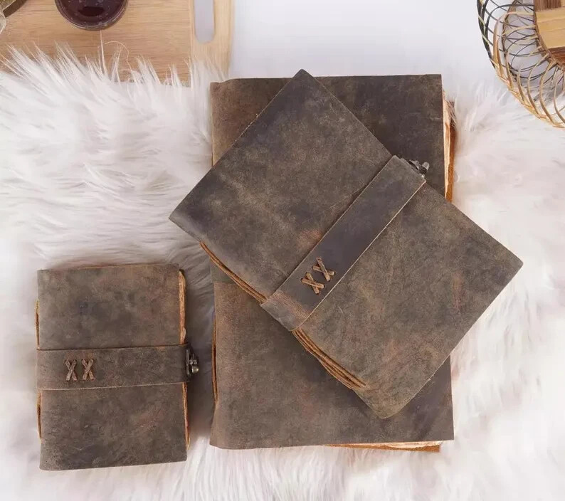 Vintage Leather Journal Blank Spell Book of Shadows, Grimoire Travel Notebook
