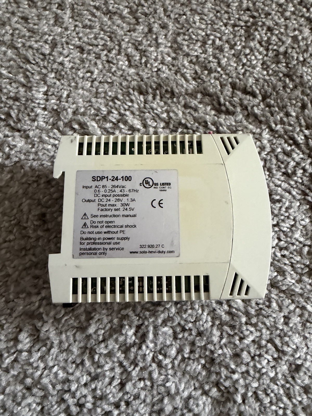 SOLA SDP1-24-100 Power Supply 24V 1.3A 30W Industrial Automation MPN SDP1-24-100
