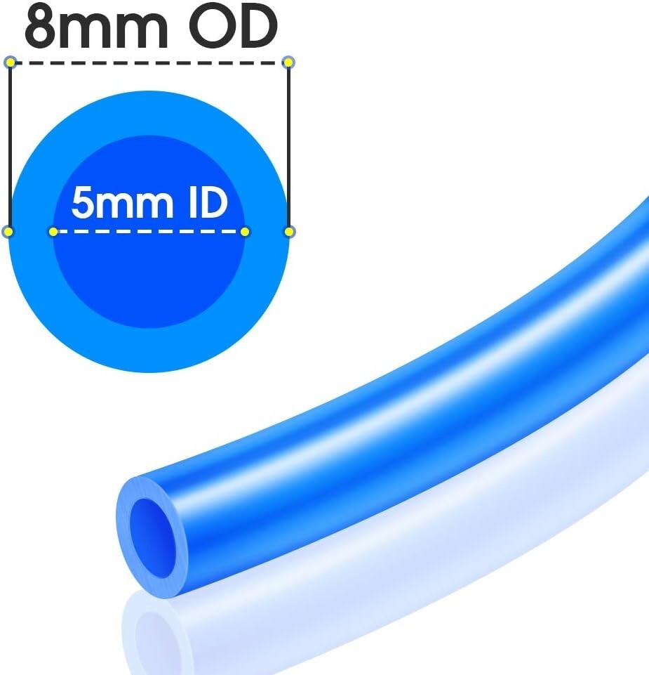 Blue 8Mm or 5/16 OD 5Mm ID Polyurethane PU Air Hose Pipe Tube Kit 10 Meter