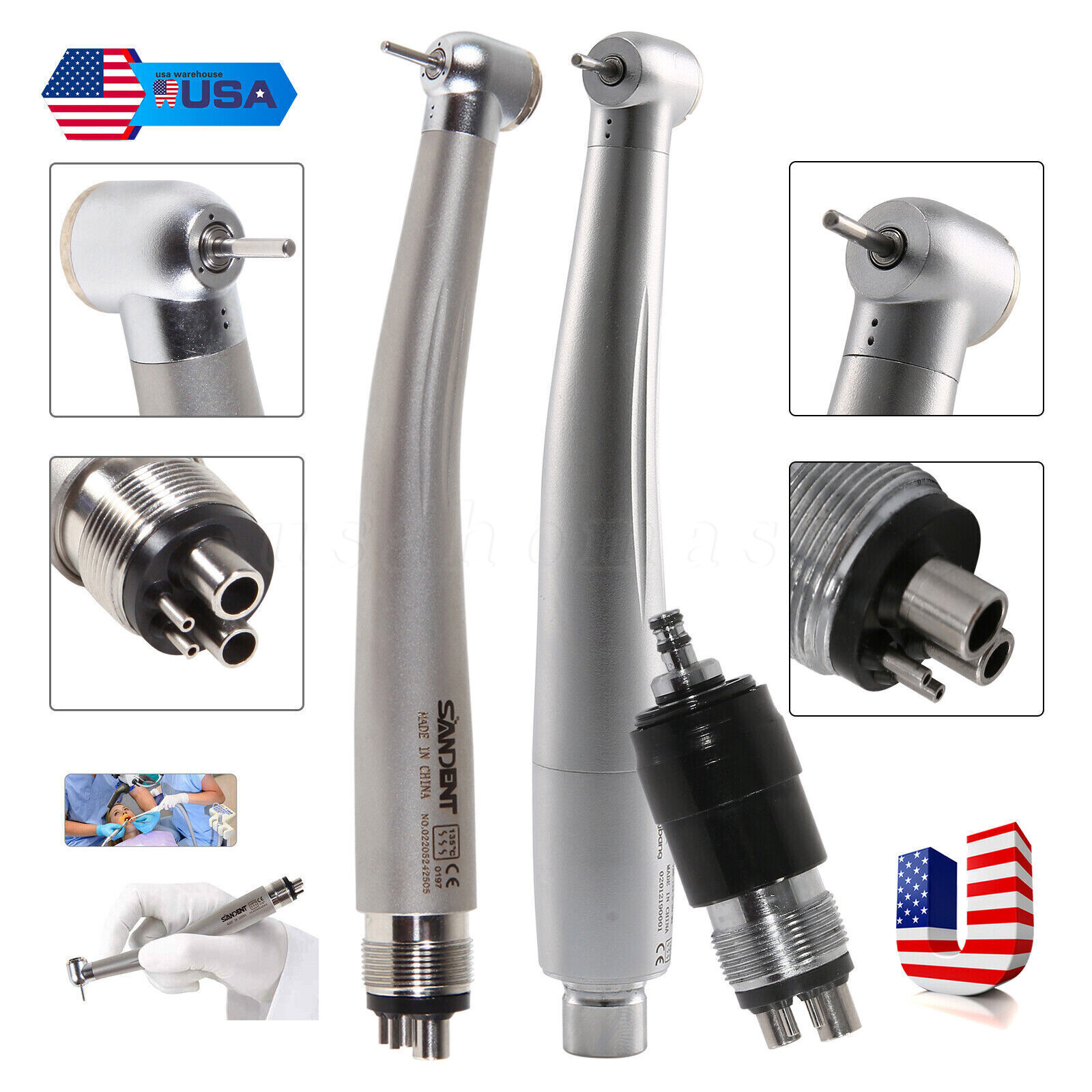1-5 NSK Style Dental Fast Turbine High Speed Handpiece 4-Hole (Quick Coupler) US