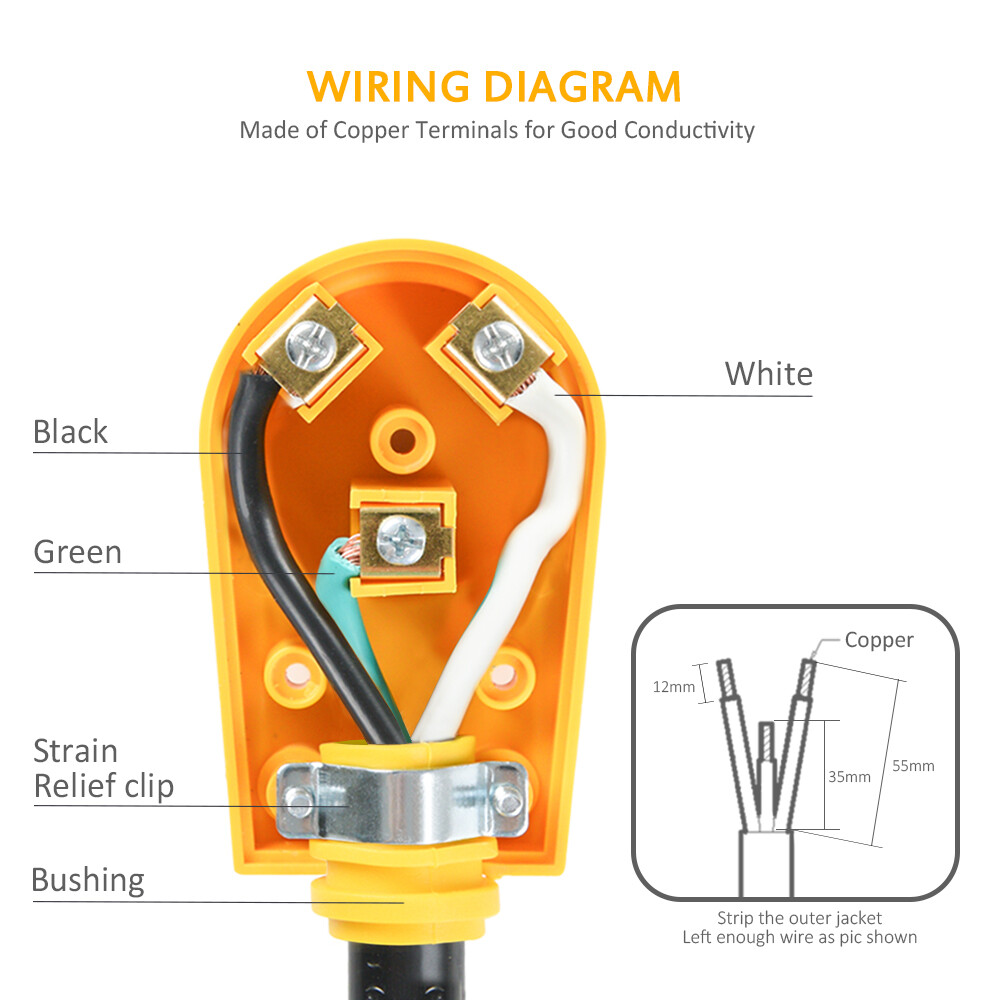 RV 30A Receptacle Female Plug Electrical Plug Replacement Cord Grip Handle 125V