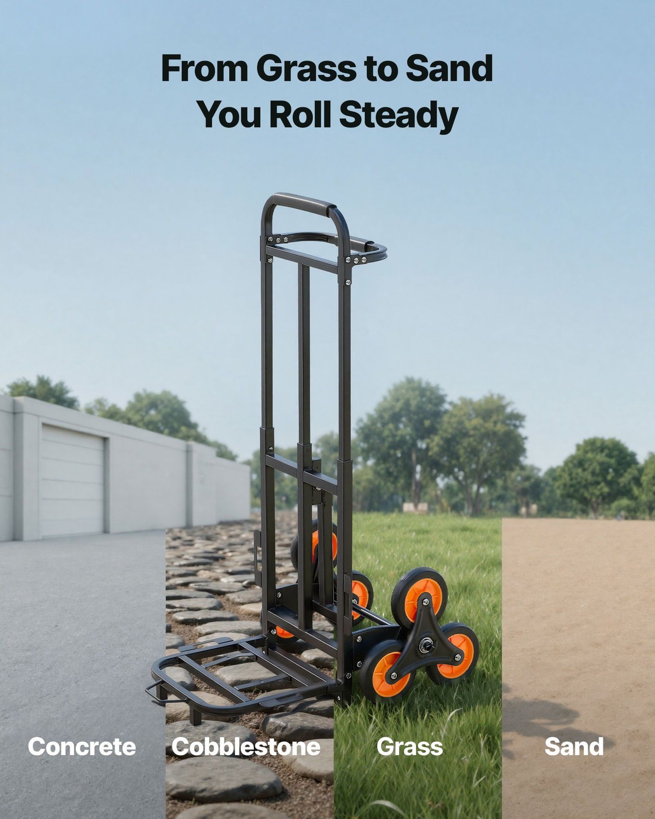 220lb Stair Climber Dolly: Carbon-Steel Frame, 6-Wheel Tri-Mode Hauling Cart