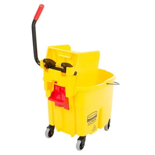 Rubbermaid WaveBrake 35 Qt. Yellow Mop Bucket with Side Press Wringer