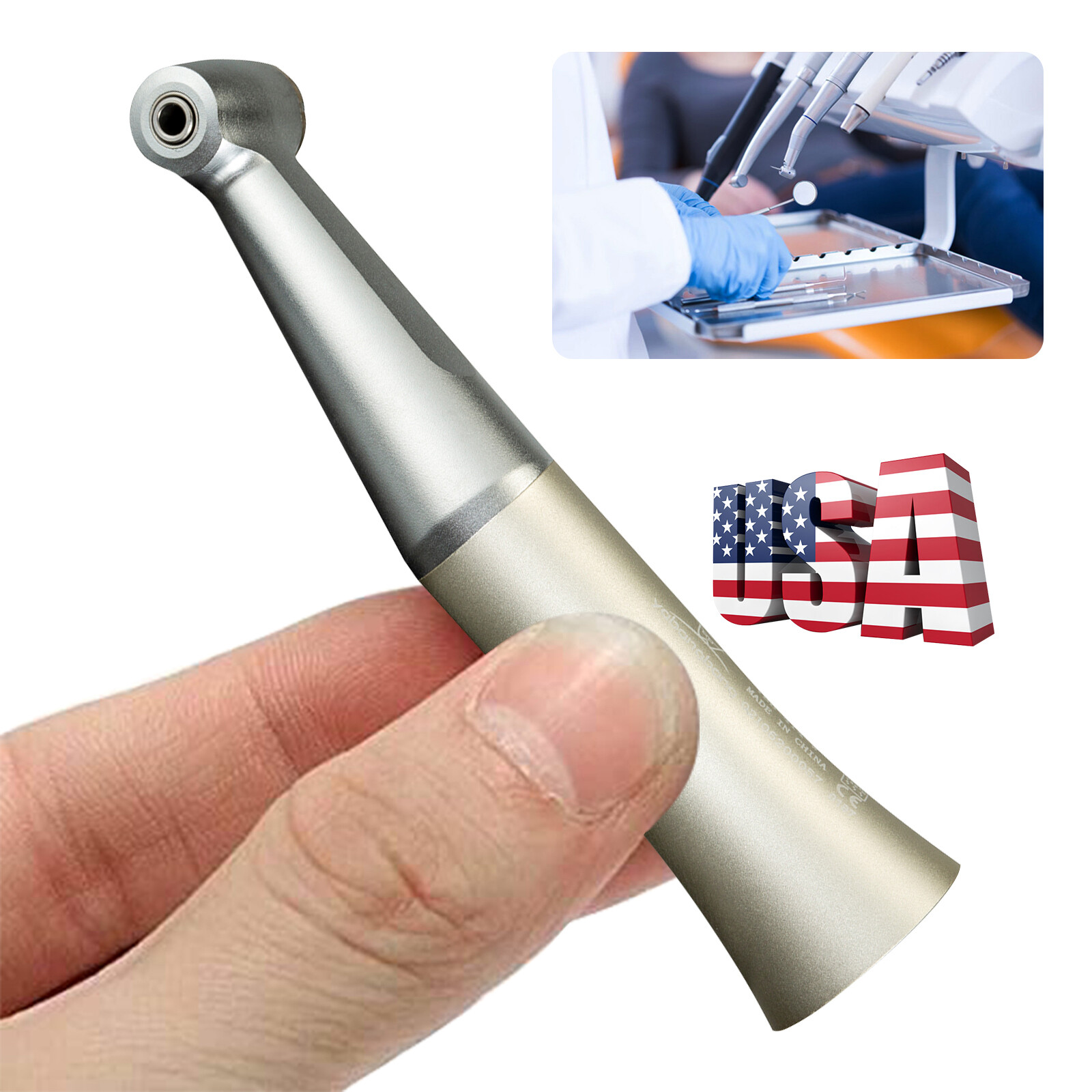 YBB Dental 1:1 Slow Low Speed Handpiece Push Button Contra Angle fit CA burs