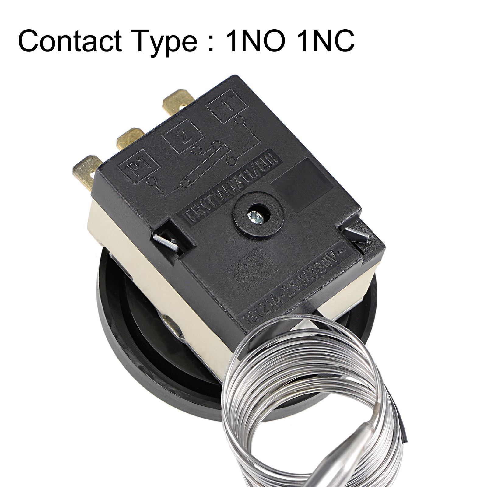 1NO 1NC 250/380V 16(2)A 0-40C Capillary Thermostat 1.5m w/ 2 Screws