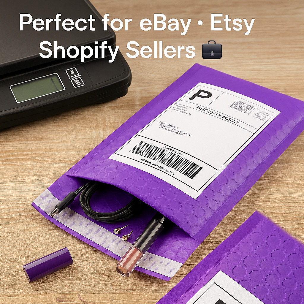 Purple #000 4×8 Poly Bubble Mailers Self Seal Padded Shipping Envelopes