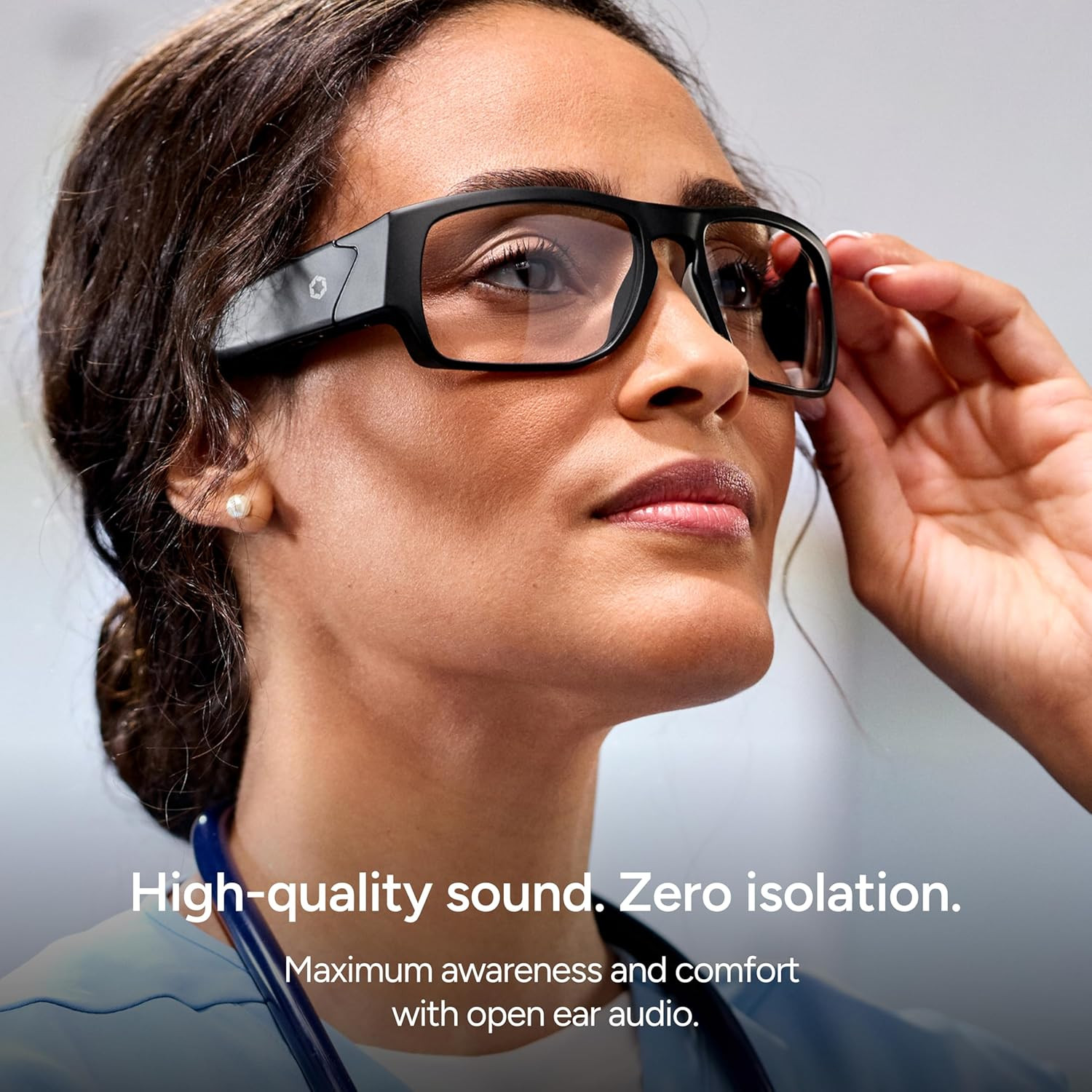 Armor Smart Safety Glasses, TR90 Frame, Light Adaptive Lenses, Open Ear Speakers