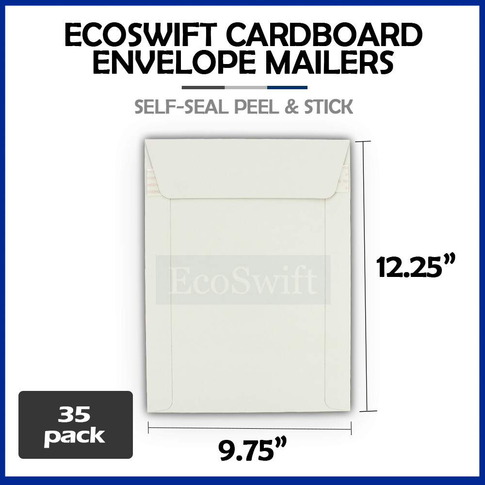 35 – 9.75″ x 12.25″ EcoSwift White Photo Ship Flats Cardboard Envelope Mailers