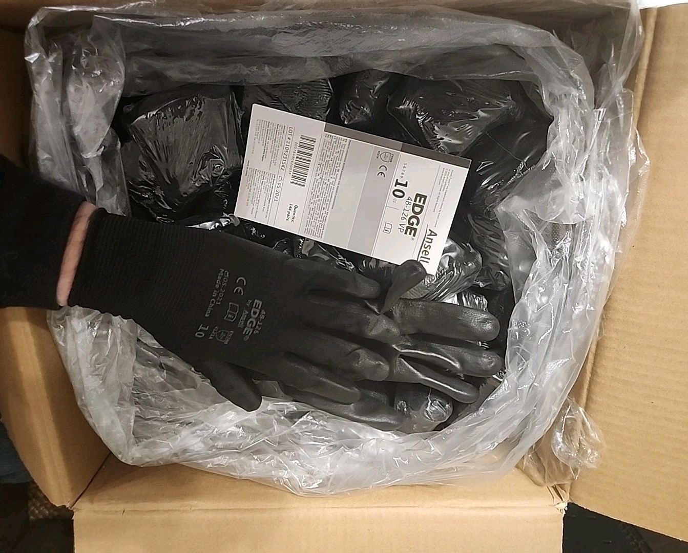 144 pairs XL Ansell EDGE 48-126 Abrasion-resistant gloves Size 10 X large