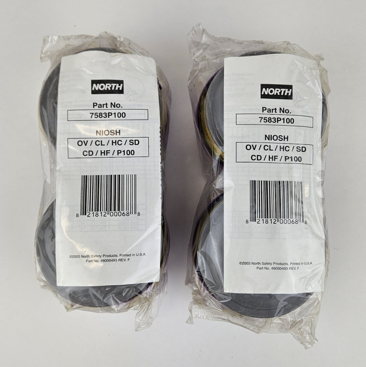 North 7580P100 | P100 Particulate Filter, Respirator Cartridges, 2 Packs SEALED