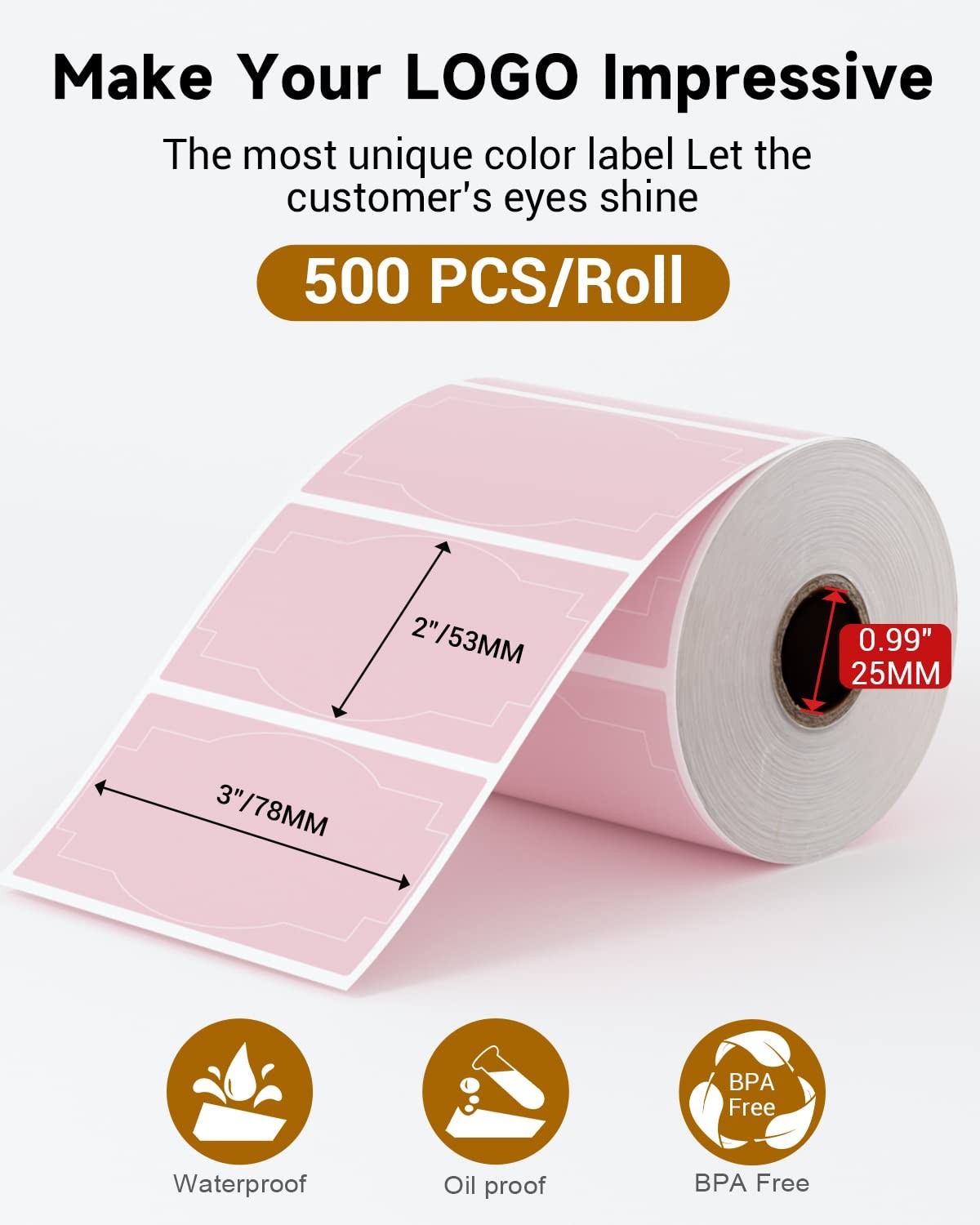 Phomemo Pink Thermal Labels for Shipping Label Printer 3”x2”-1,