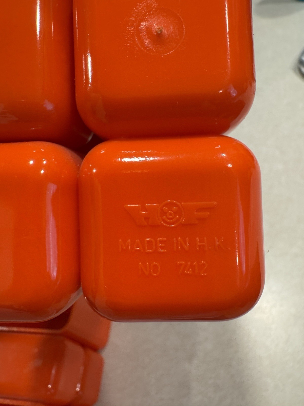 Vintage HOF Hong Kong Orange Plastic Desk Organizer 5 Drawers 2 Cups No 7412