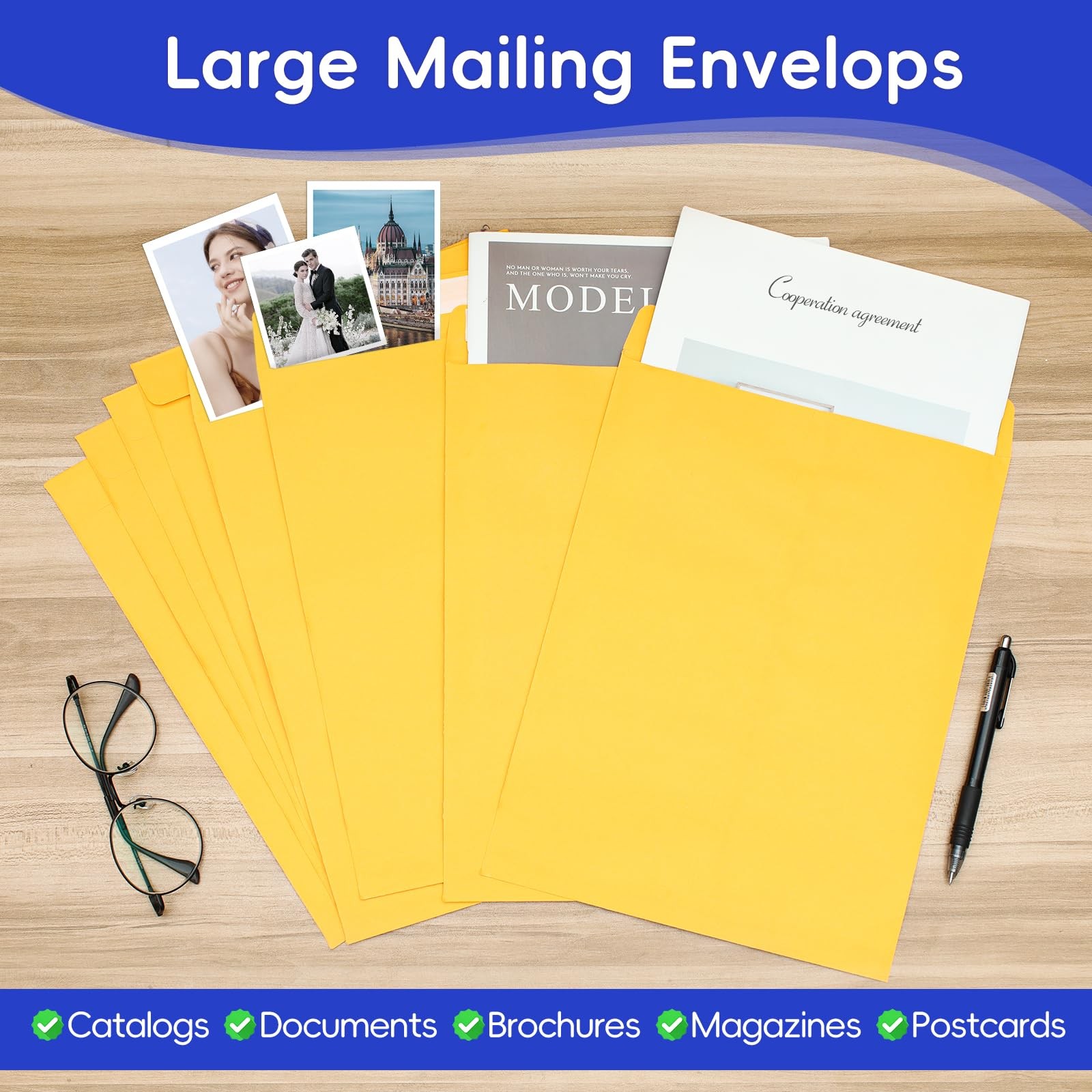 25 Pack 9 x 12 Catalog Mailing Envelopes Self-Seal Brown Kraft Manilla Envelo…