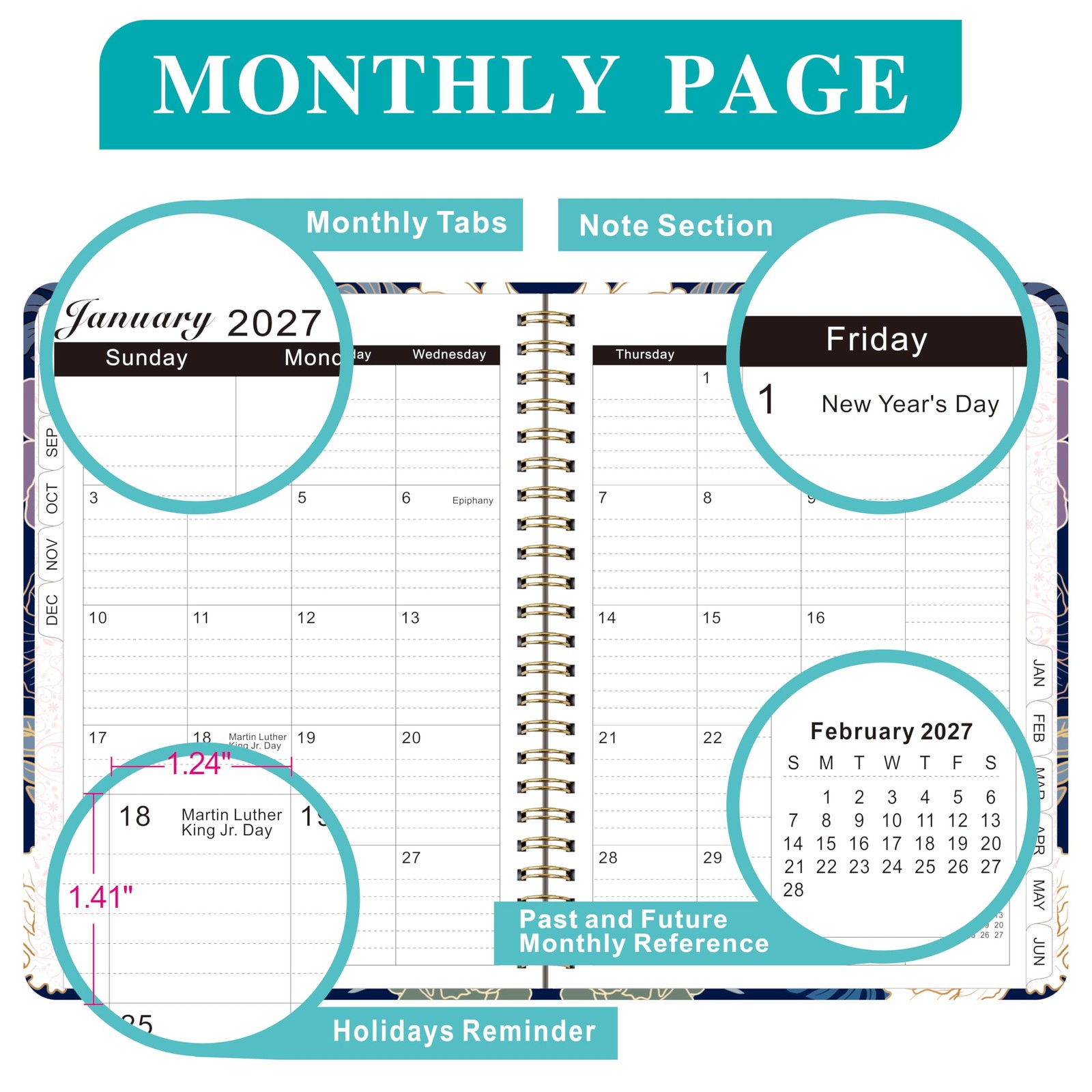 Planner 2026-2027,Agenda 2026-2027, July 2026 to June 2027 Monthly Weekly
