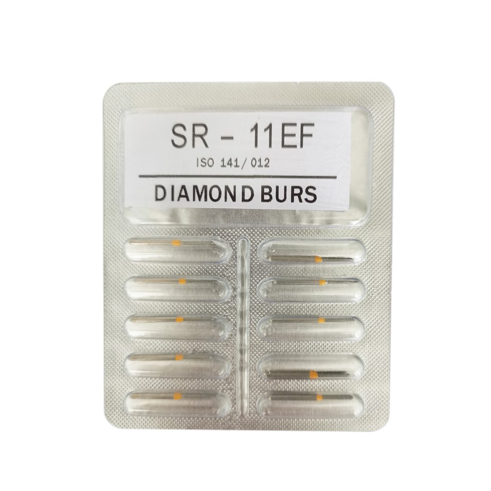 100 Pcs Dental Diamond Burs SR-11EF FG 1.6mm for High Speed Handpiece 10Pcs/Pack