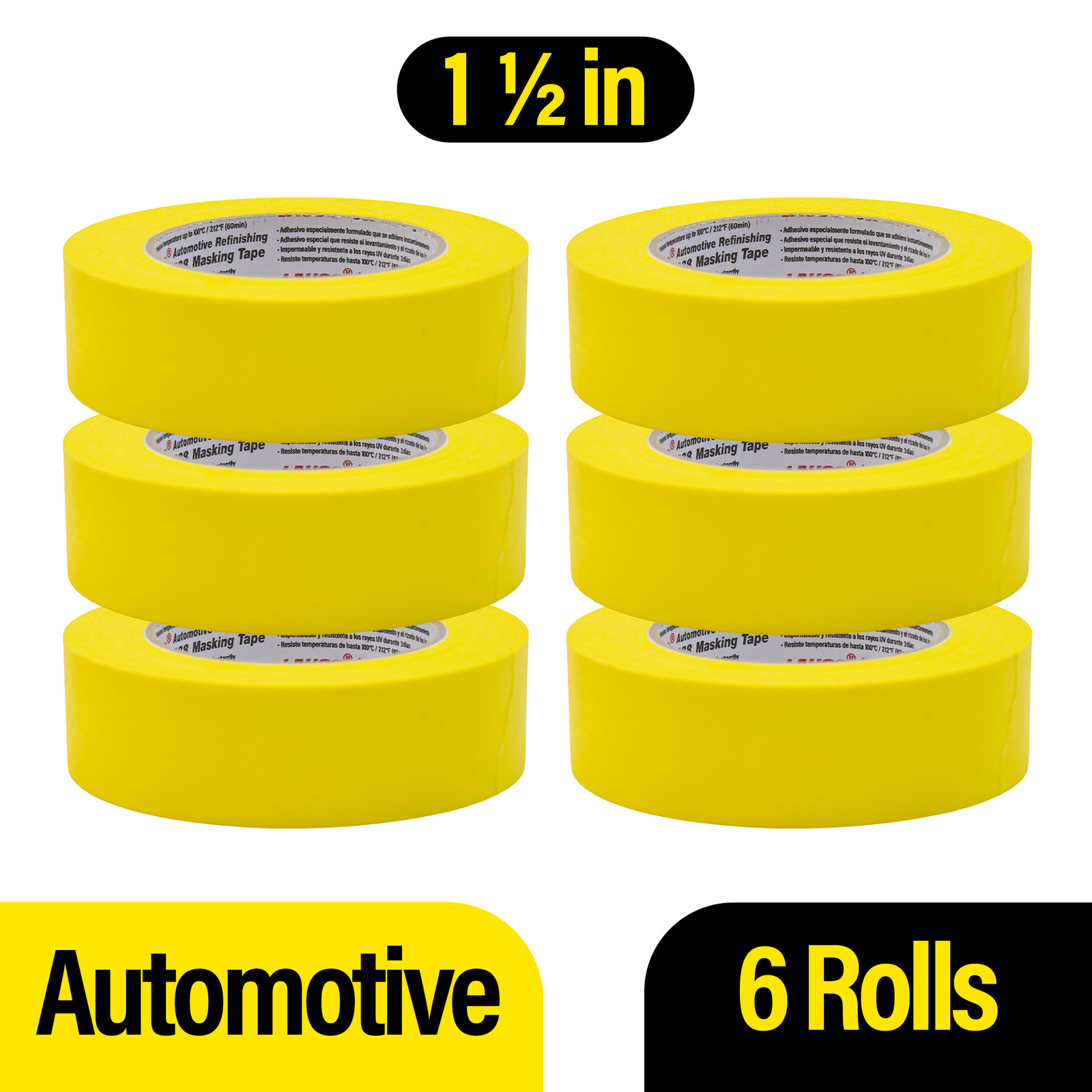 Automotive Masking Tape Yellow Painters Tape for Car Painting(1.4in-6rolls)